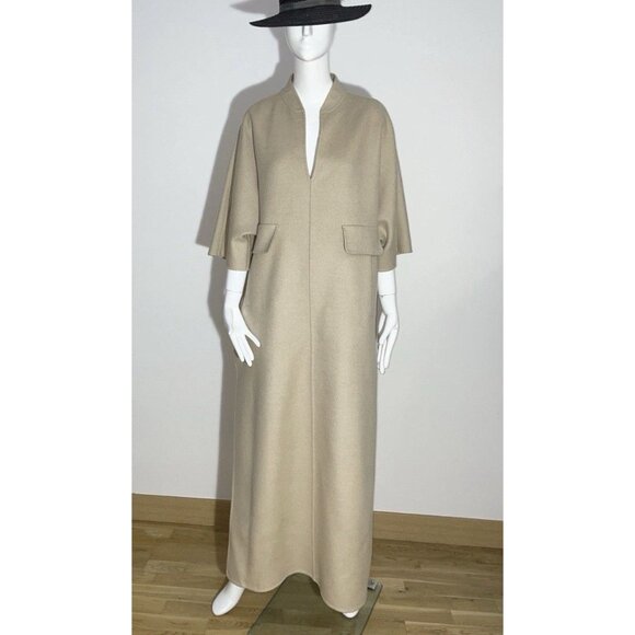 $2,268 MAX MARA Womens Long Overcoat Slit Camel Hair Maxi Dress Us 10 Beige Tan - Picture 10 of 16
